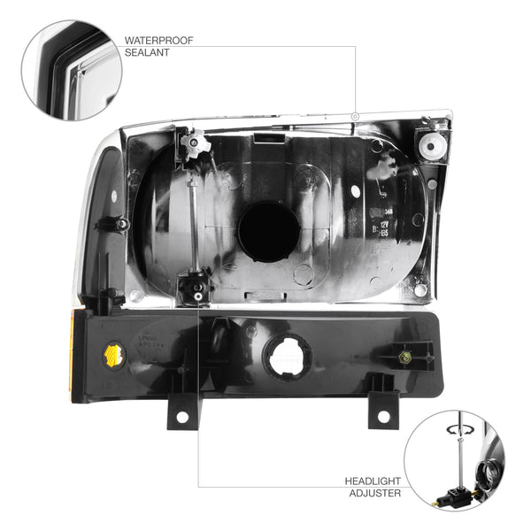 1999-2004 Ford F-250 | F-350 Superduty Chrome Headlight