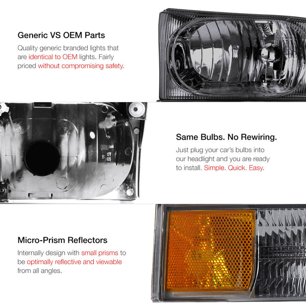 1999-2004 Ford F-250 | F-350 Superduty Smoked Headlight