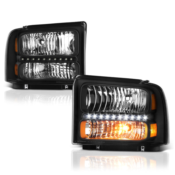 2005-2007 Ford F-250 | F-350 | F-450 | F-550 Superduty Black Headlight