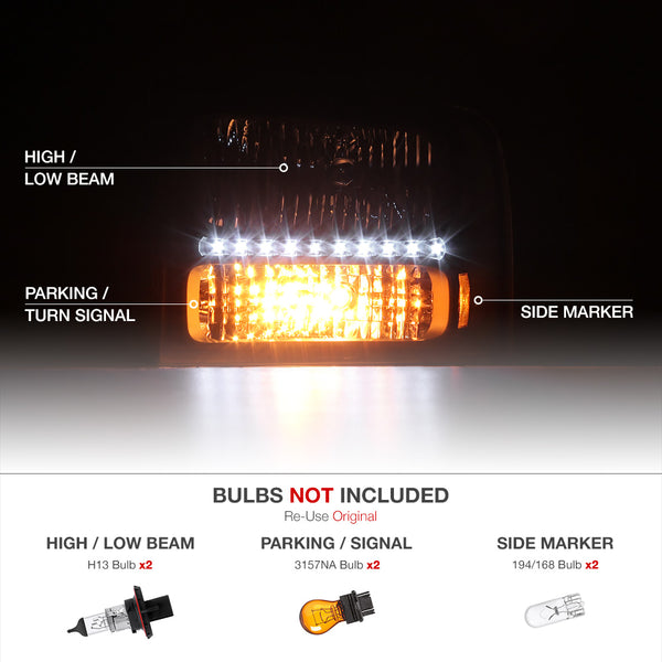 2005-2007 Ford F-250 | F-350 | F-450 | F-550 Superduty Black Headlight