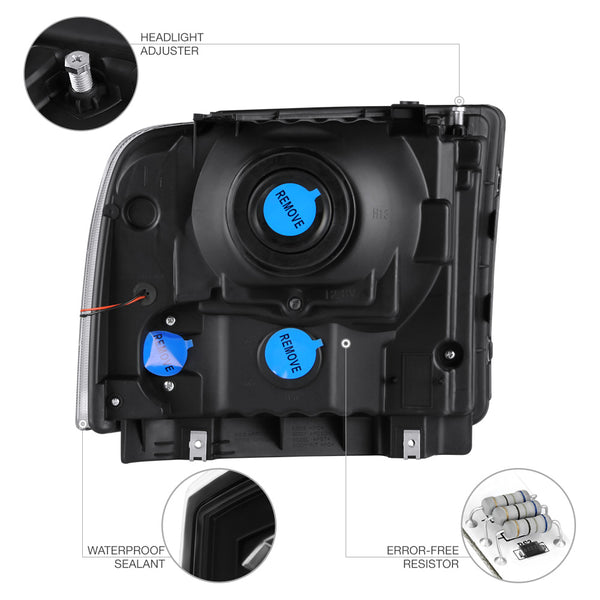2005-2007 Ford F-250 | F-350 | F-450 | F-550 Superduty Black Headlight