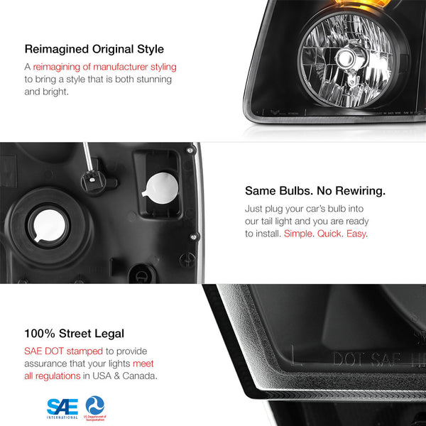 2007-2014 GMC Yukon Black Headlight