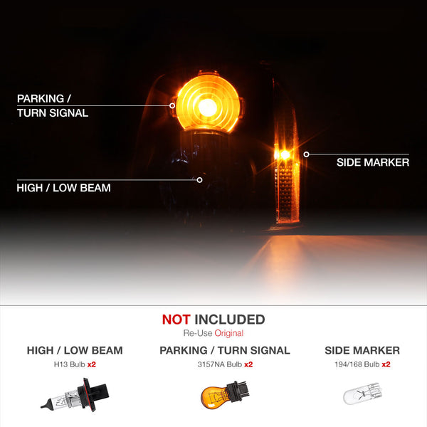 2007-2014 GMC Yukon Black Headlight
