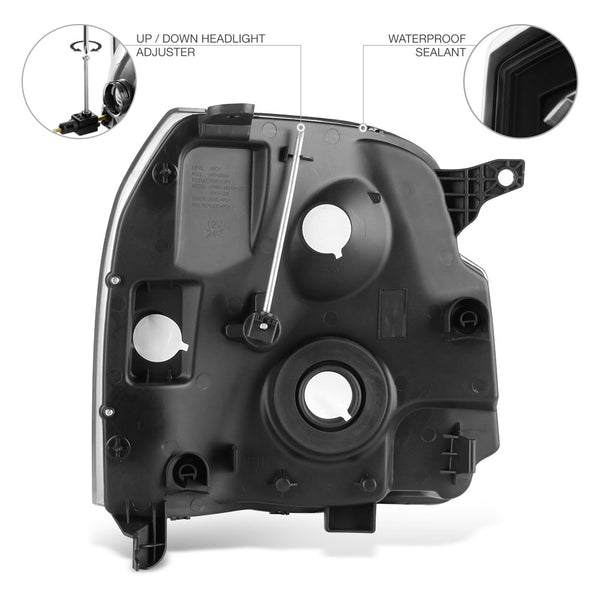 2007-2014 GMC Yukon Black Headlight