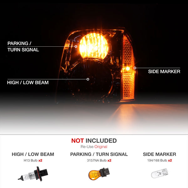 2007-2014 GMC Yukon Chrome Headlight