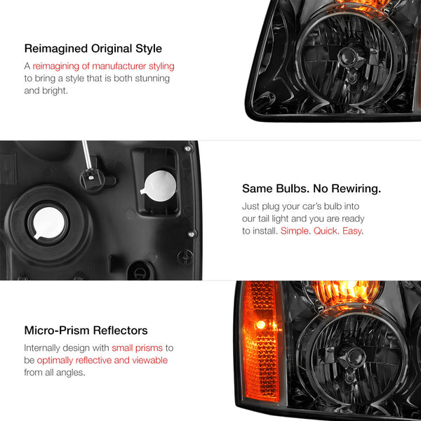 2007-2014 GMC Yukon Smoked Headlight