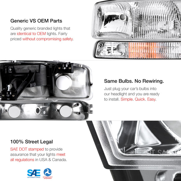 1999-2006 GMC Sierra 1500 | 2500 | 3500 Chrome Headlight