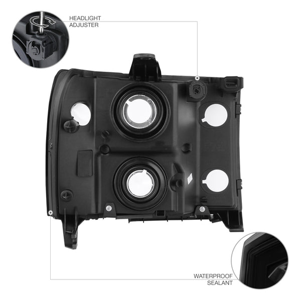 2007-2013 GMC Sierra 1500 Sinister Black Headlight