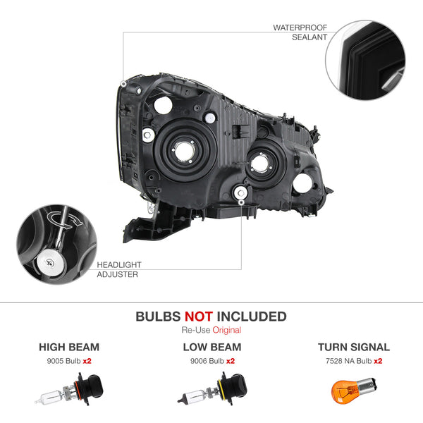 2008-2012 Honda Accord Black Headlight