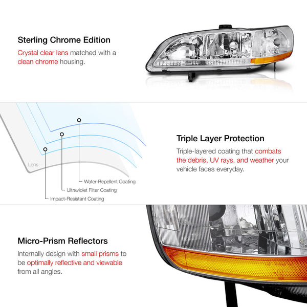 1998-2002 Honda Accord Chrome Headlight