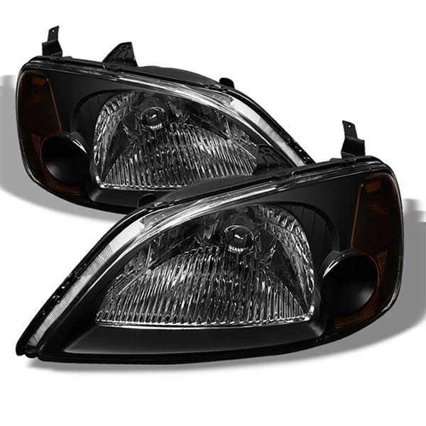 2001-2003 Honda Civic Black Headlight