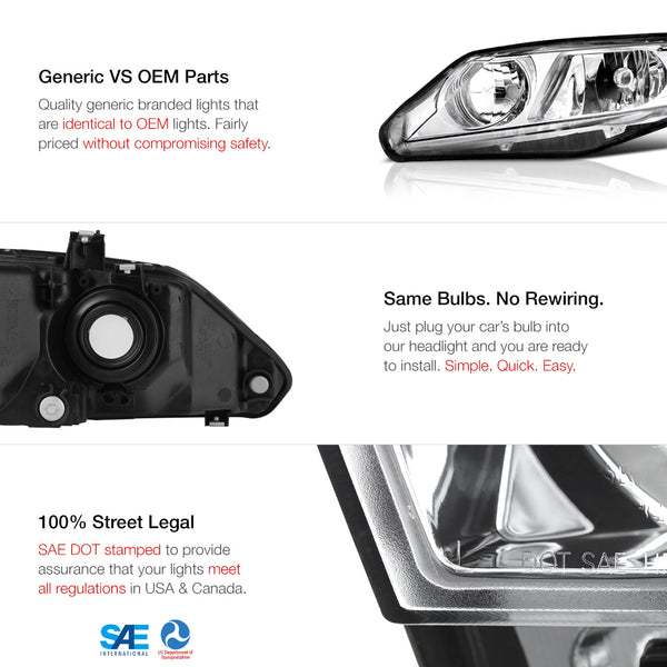 2006-2011 Honda Civic Chrome Headlight