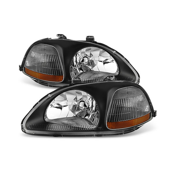 1996-1998 Honda Civic Black Headlight