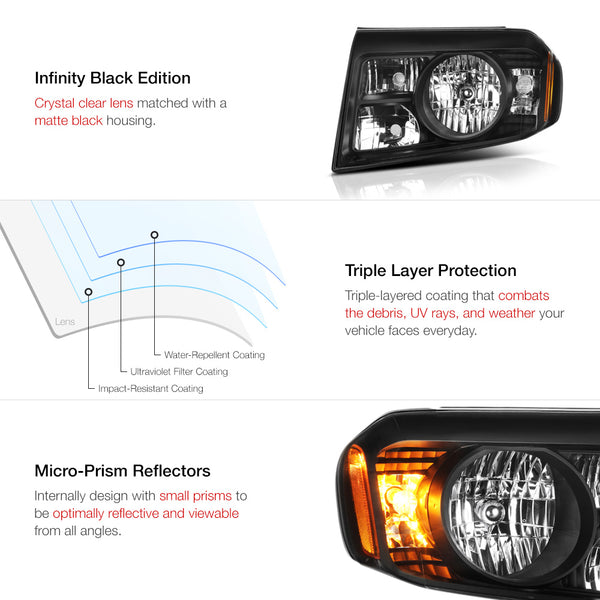 2009-2011 Honda Pilot Black Headlight