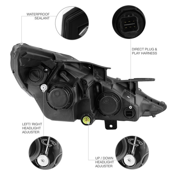 2011-2014 Hyundai Sonata Black Headlight