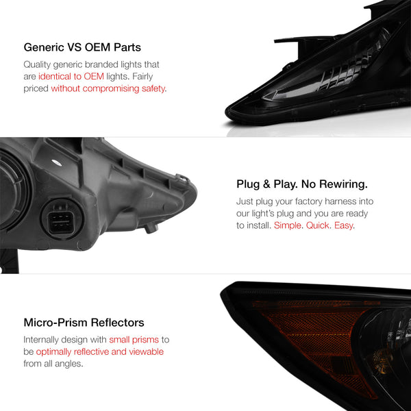 2011-2014 Hyundai Sonata Sinister Black Headlight