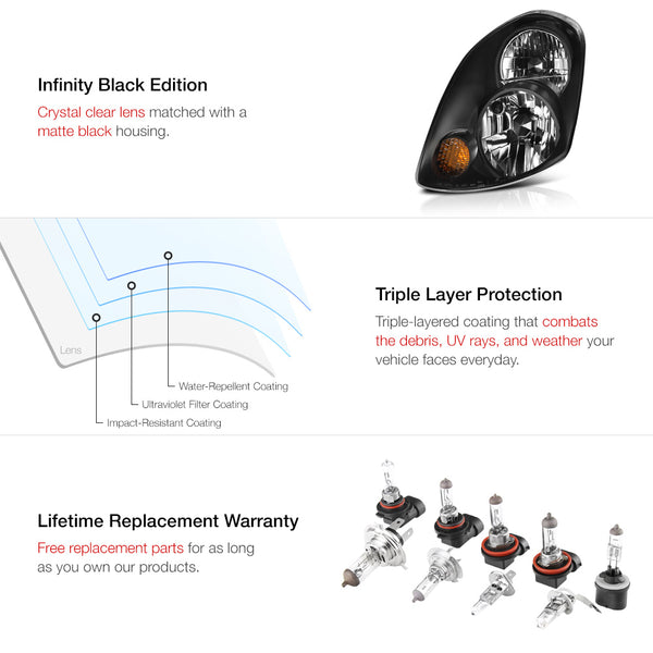 2003-2004 Infiniti G35 Black Headlight