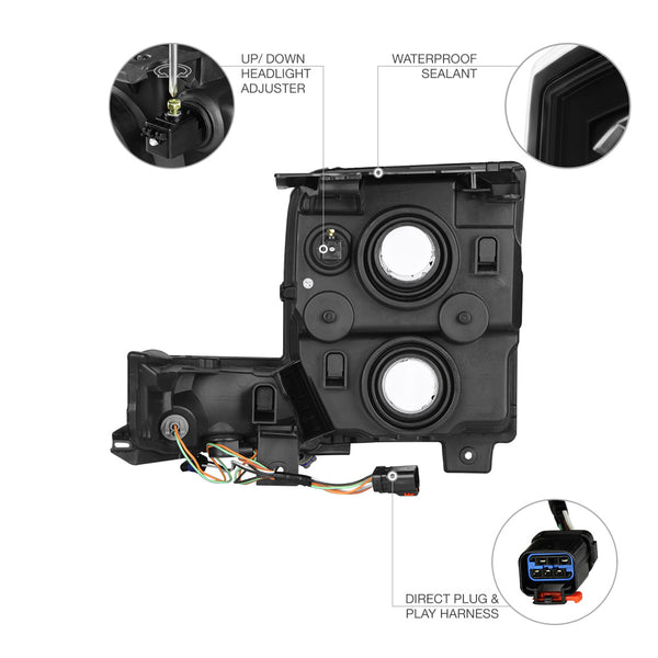 2006-2010 Jeep Commander Black Headlight