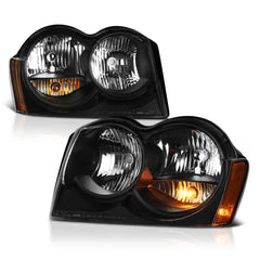 2005-2007 Jeep Grand Cherokee Black Headlight