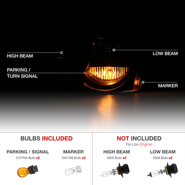 2005-2007 Jeep Grand Cherokee Black Headlight