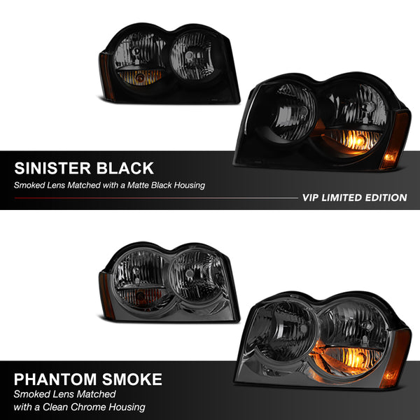 2005-2007 Jeep Grand Cherokee Sinister Black Headlight