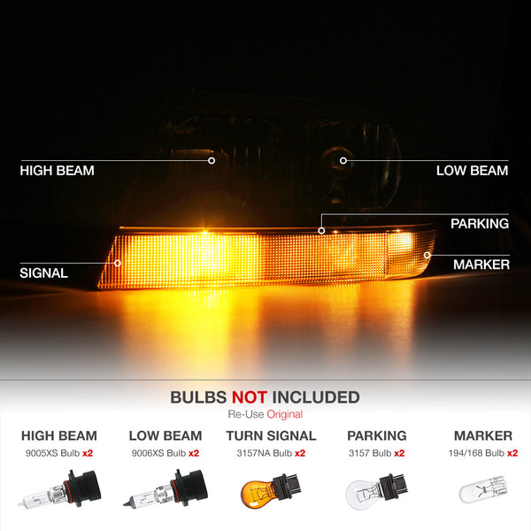 1999-2004 Jeep Grand Cherokee Black Headlight