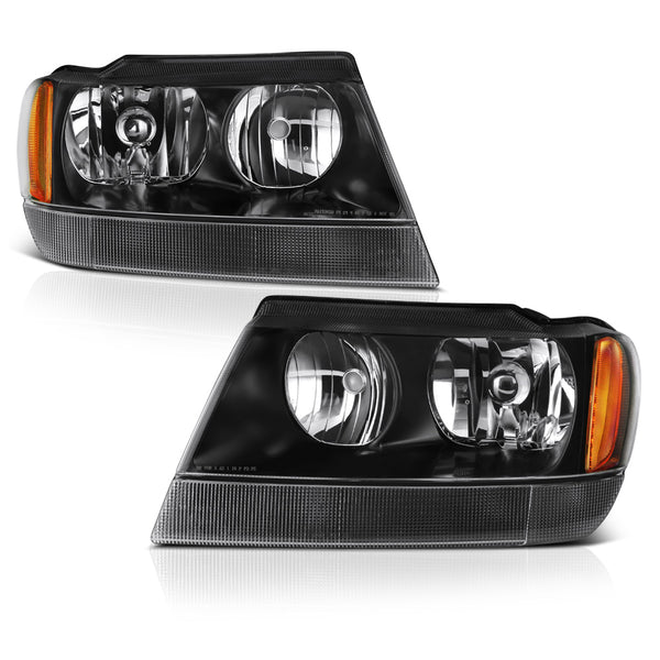 1999-2004 Jeep Grand Cherokee Black Headlight