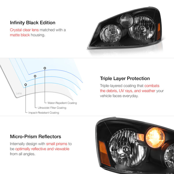 2005-2006 Nissan Altima Black Headlight