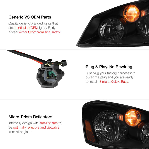 2005-2006 Nissan Altima Sinister Black Headlight