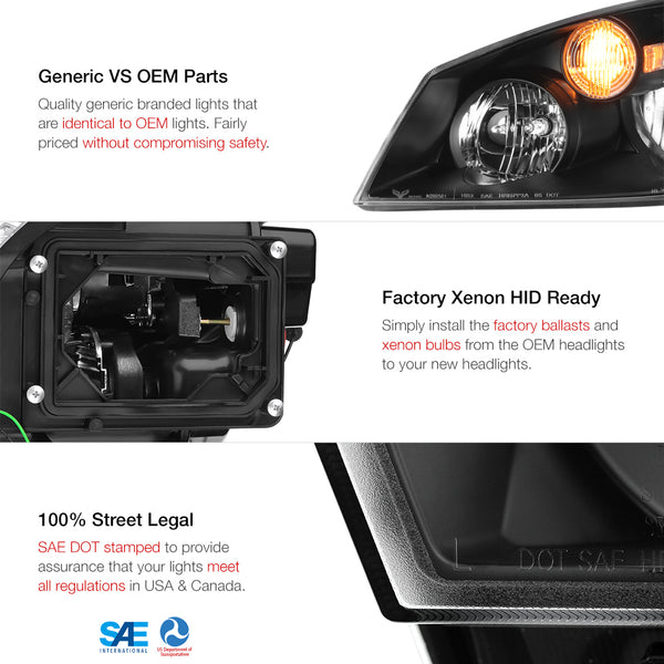 2005-2006 Nissan Altima Black Headlight