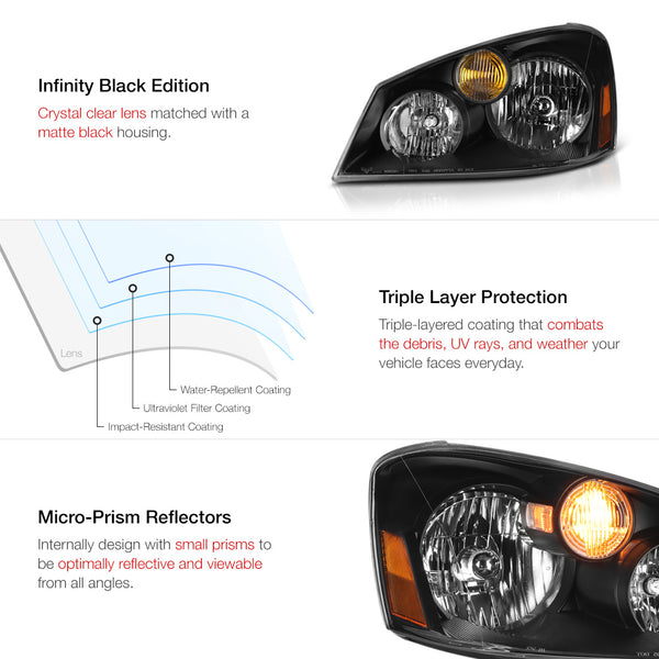 2005-2006 Nissan Altima Black Headlight
