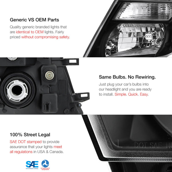 2008-2012 Nissan Pathfinder Black Headlight
