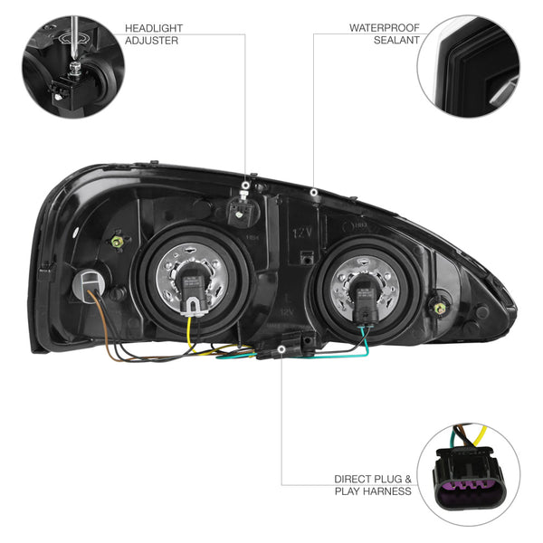 2004-2008 Pontiac Grand Prix Black Headlight
