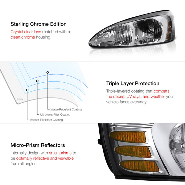2004-2008 Pontiac Grand Prix Chrome Headlight