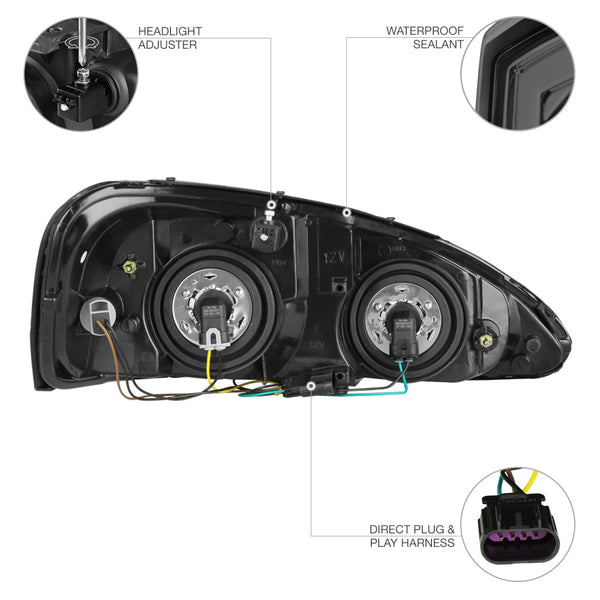 2004-2008 Pontiac Grand Prix Smoked Headlight