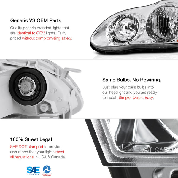 2003-2008 Toyota Corolla Chrome Headlight