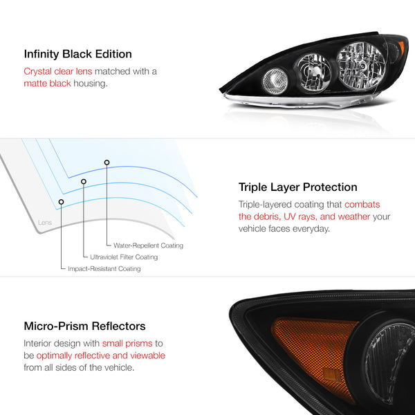 2005-2006 Toyota Camry Black Headlight