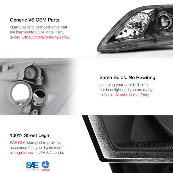 2007-2009 Toyota Camry Black Headlight
