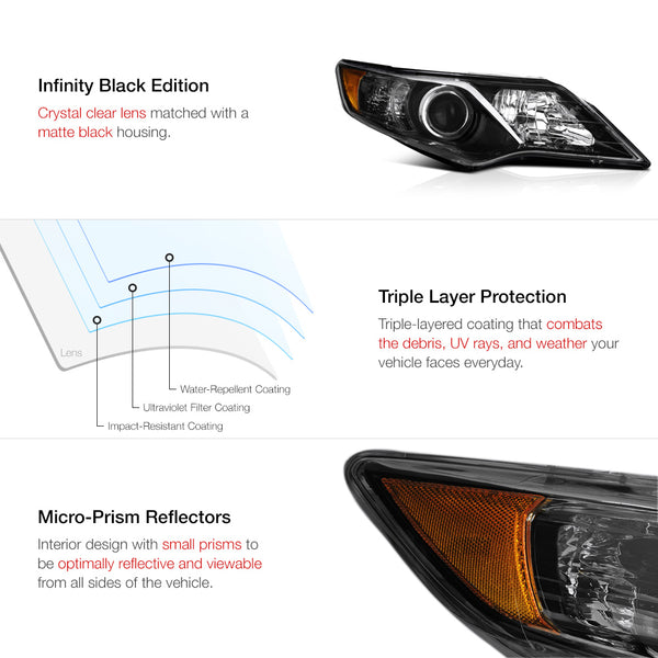2012-2014 Toyota Camry Black Headlight