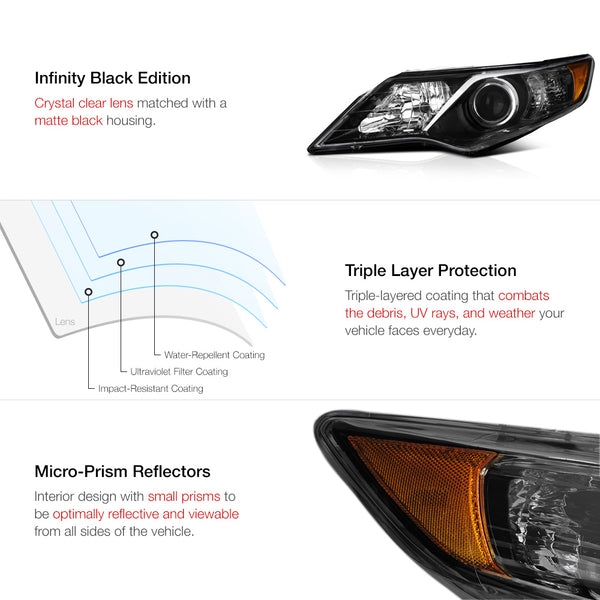 2012-2014 Toyota Camry Black Headlight
