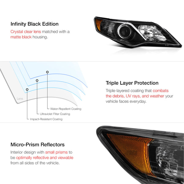 2012-2014 Toyota Camry Black Headlight