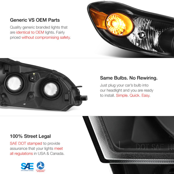 2009-2014 Toyota Matrix Black Headlight