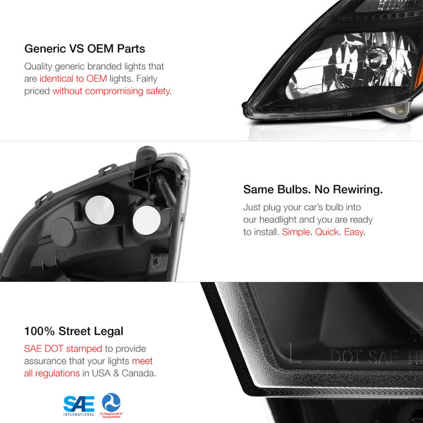 2005-2009 Toyota Prius Black Headlight