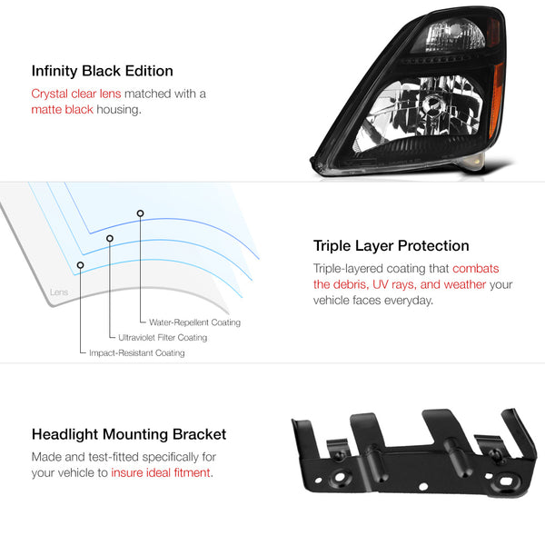 2005-2009 Toyota Prius Black Headlight
