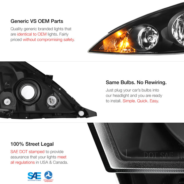 2006-2010 Toyota Sienna Black Headlight