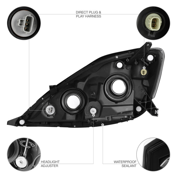 2006-2010 Toyota Sienna Black Headlight