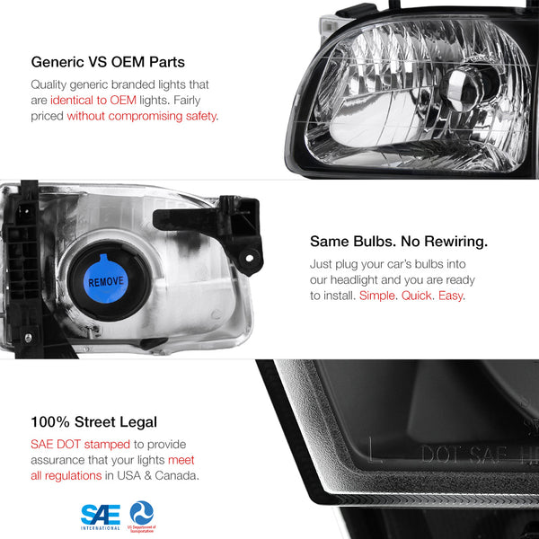 2001-2004 Toyota Tacoma Black Headlight