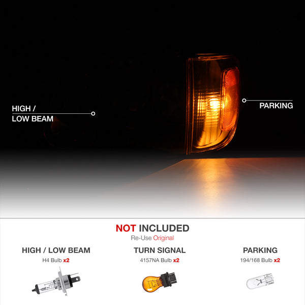 2001-2004 Toyota Tacoma Black Headlight