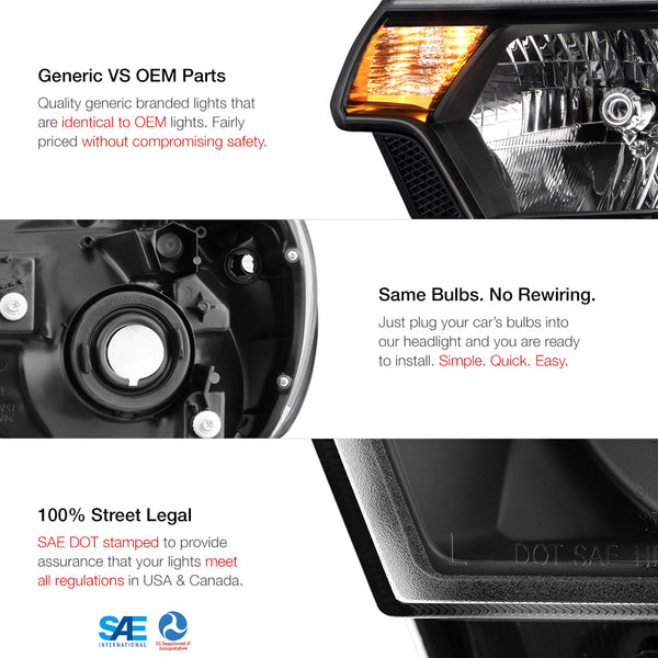 2012-2015 Toyota Tacoma Black Headlight