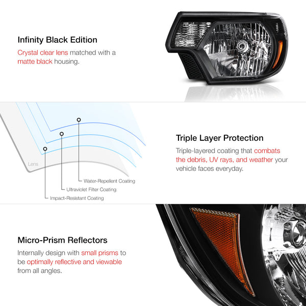 2012-2015 Toyota Tacoma Black Headlight